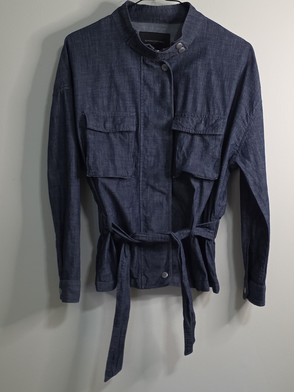 Banana Republic Women's Short Navy Basic Jacket with Waist Tie